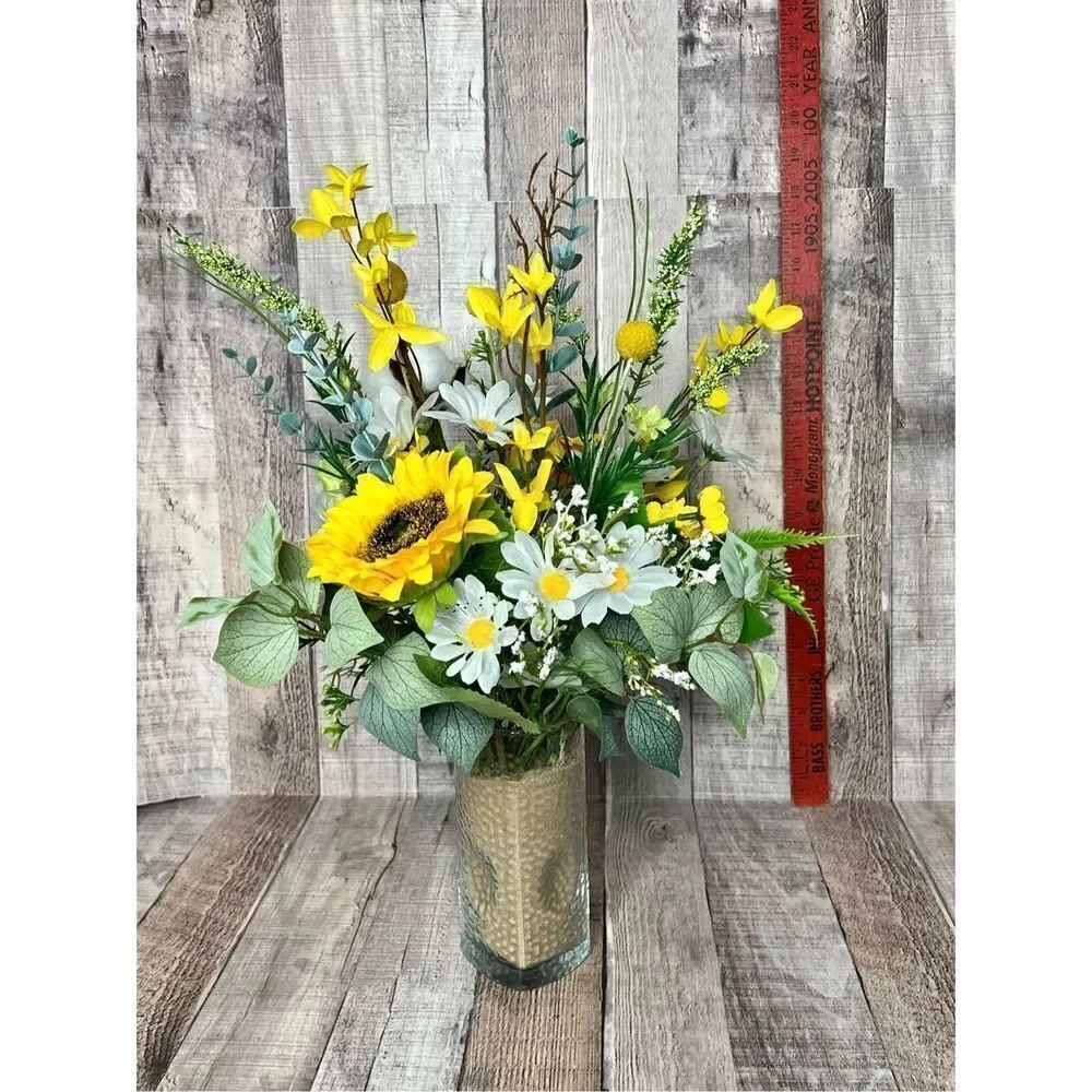 Sunflower Daisy Eucalyptus Floral Arrangement Baby Wedding Birthday Reunion FL06